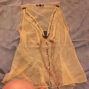 Italian Designer Mesh Top in Yellow